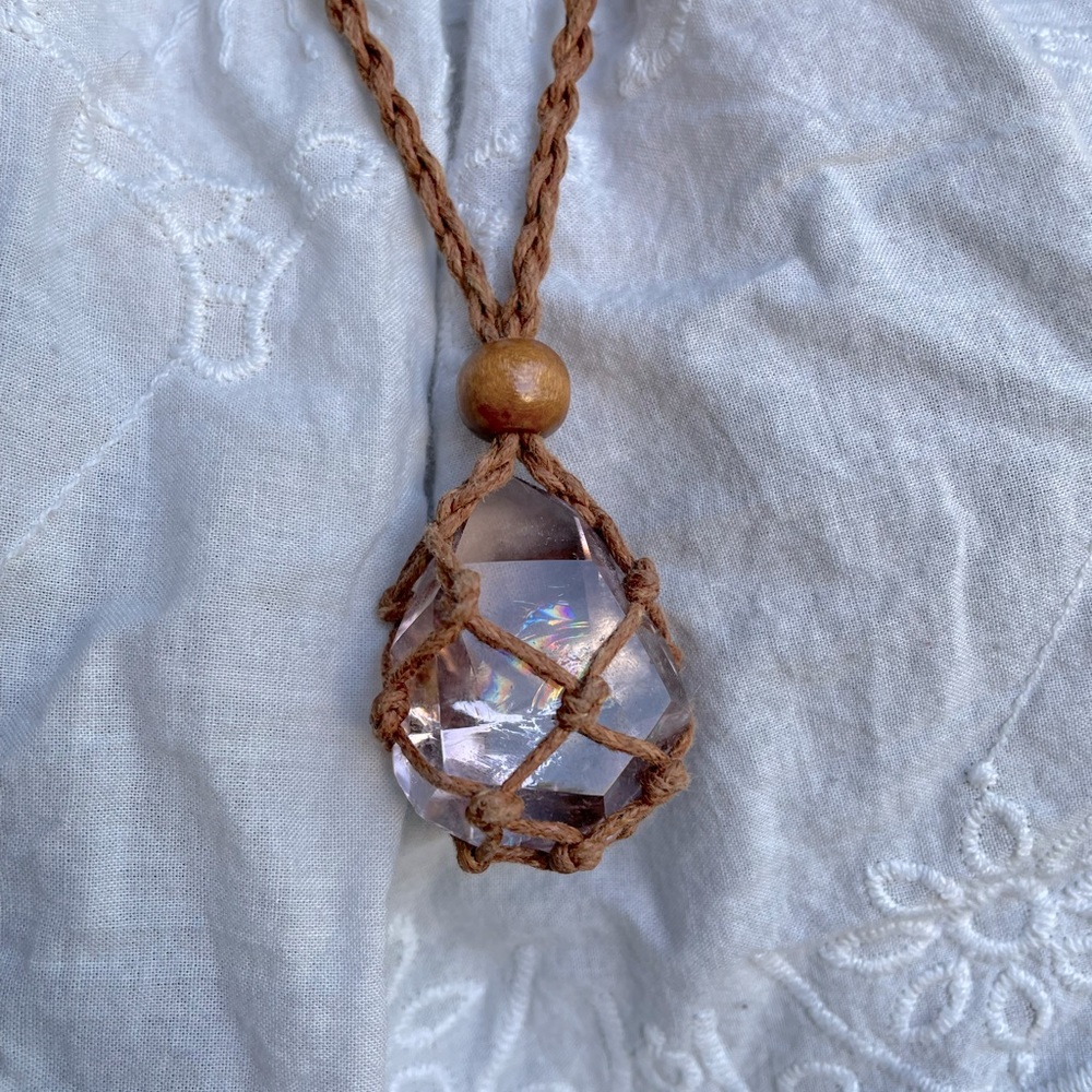 Handmade AAA Gem Grade Natural Ametrine Crystal Adjustable Macrame Necklace